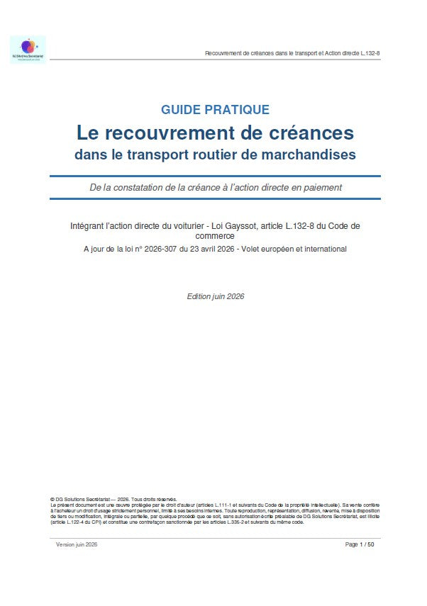 Guide pratique du recouvrement de créances dans le transport - Général et Loi Gayssot
